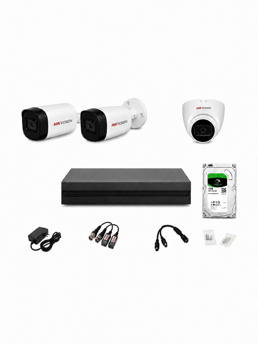 KIT de seguridad de 3 cámaras FULL HD Hik Vision